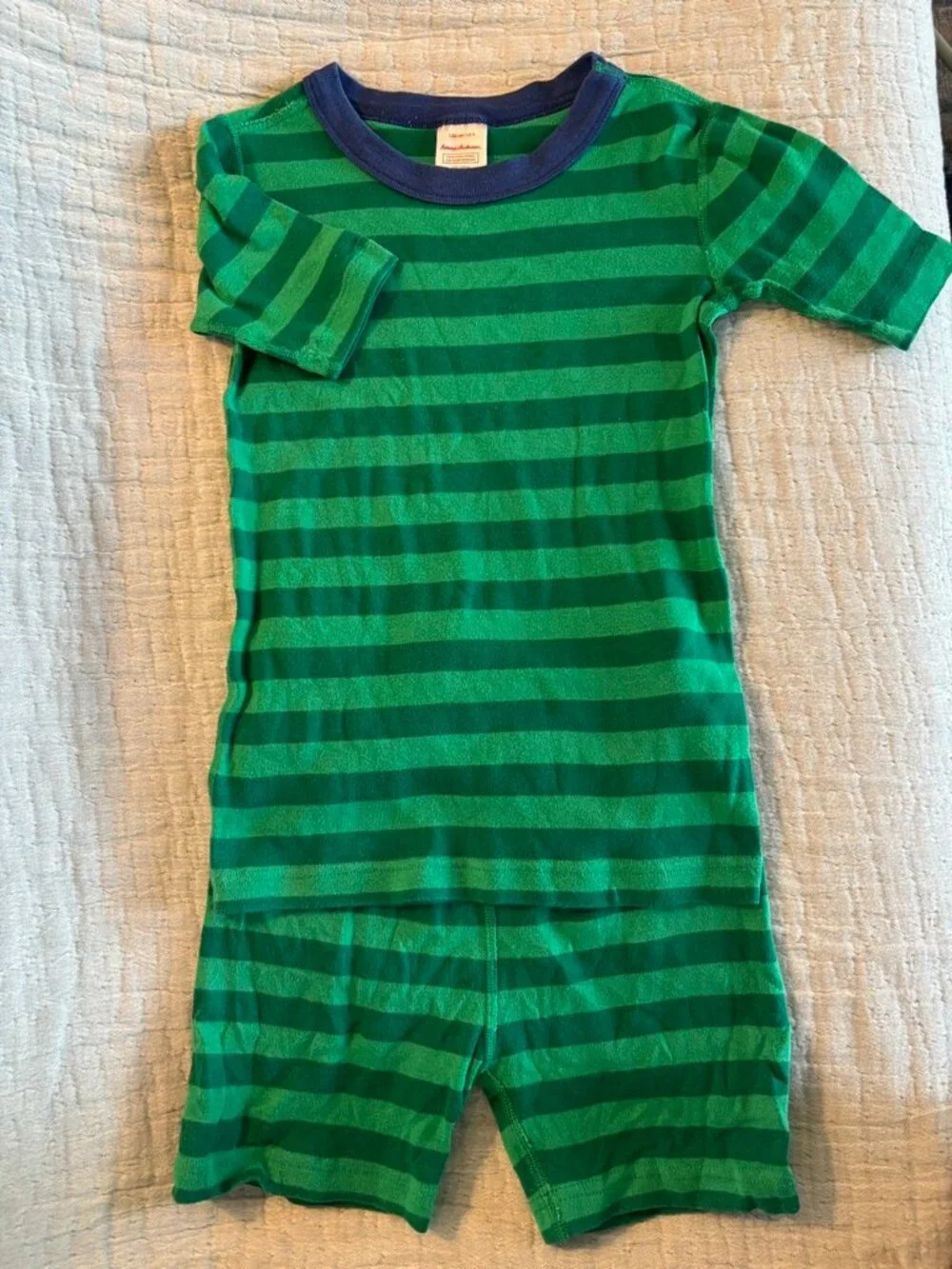 Hanna Andersson Kids Striped Short John Pajama Set, Size 8